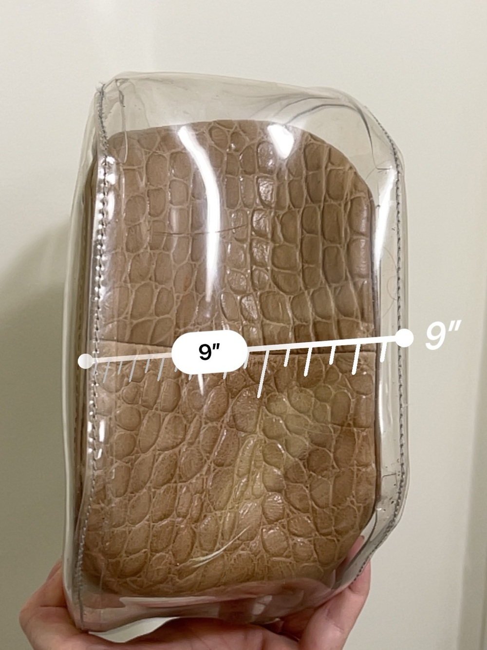 STAUD Clear Tote with Tan Croc Pouch and White Round Handles - Picture 8 of 13